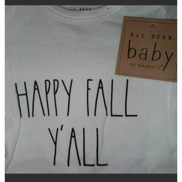 Baby 3-6 nwt Rae Dunn 3 piece set Happy fall y'all baby shower bow pants onesie - Picture 2 of 12